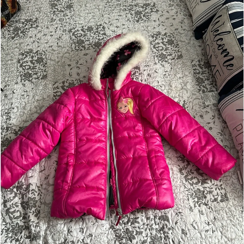 Girls JoJo 6x pink puffer jacket vgc